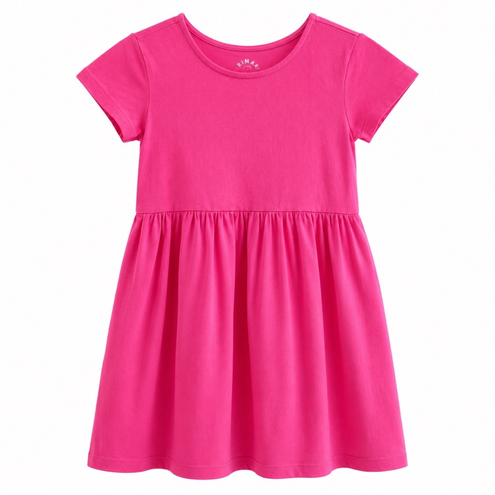 Primary Bright Pink Short Sleeve Jersey Dress